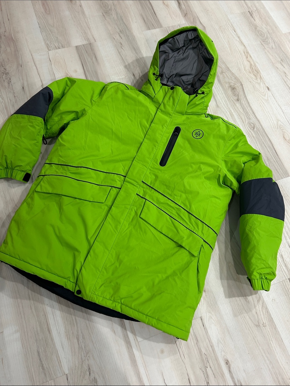 ATLAS Ocean Voyager Men's Bright Green Ski Jacket within a Jacket with Hood
